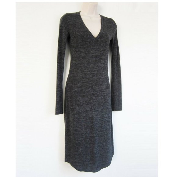 WILFRED FREE Aritzia LISIÈRE Long Sleeve Heather Black MIDI DRESS! Size LARGE! - Picture 3 of 6